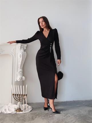 Barley Taş Baskılı Yırtmaclı Uzun elbise