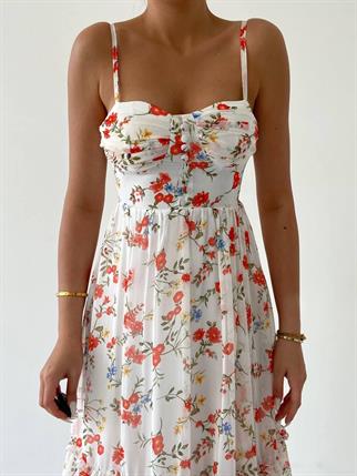 Aden Şifon Midi Askılı Elbise - Pembe