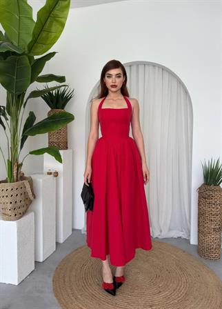 Fedro Poplin Midi Elbise