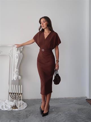 Klein Kemer Detaylı V Yaka Elbise