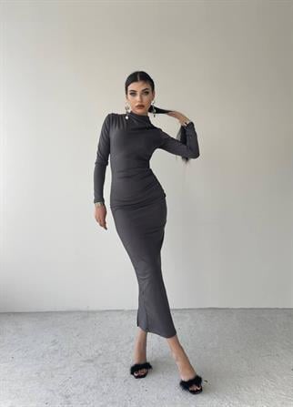 Afra Midi Elbise - Gri