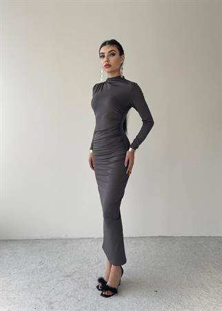 Afra Midi Elbise - Gri