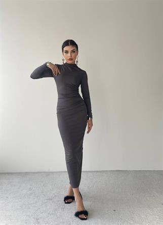 Afra Midi Elbise - Gri