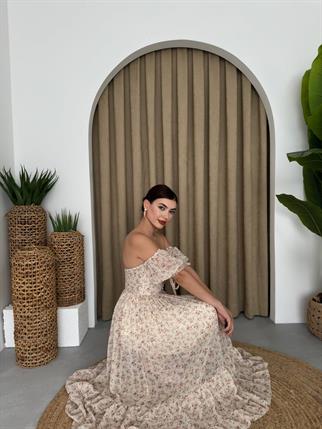 Alessa Şifon Gloplu Midi Astarlı Elbise