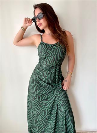 Alin Askılı Uzun Elbise - Yeşil