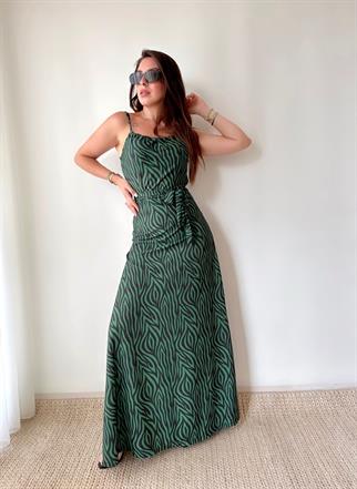 Alin Askılı Uzun Elbise - Yeşil