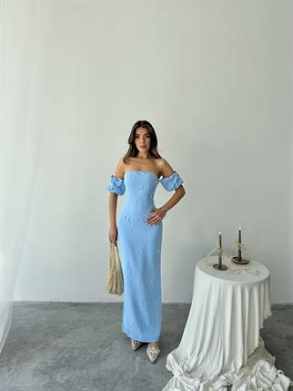 Arabella İncili Atlas Uzun Elbise