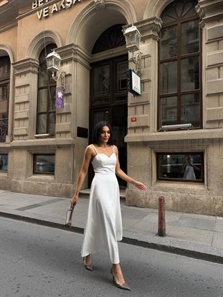 Askılı Asetat Midiboy Elbise