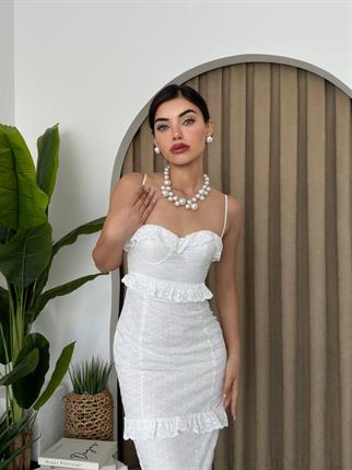 Askılı Fisto Uzun Elbise