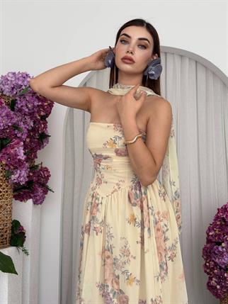 Elena Şifon Şal Detay Uzun Elbise