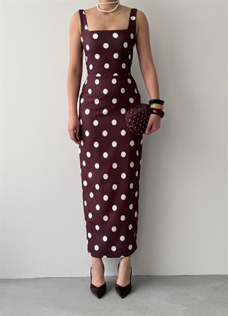 Wexe Puantiyeli Midi Elbise 