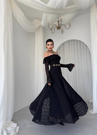 Ester Dantel Detaylı Straplez Elbise