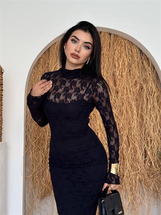 Beela Midi Dantel Tasarım Elbise