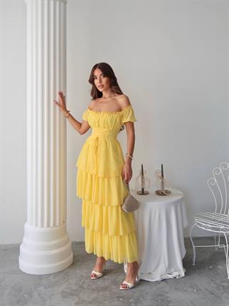 Zuzu Straplez Şifon Uzun Elbise