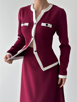 Vera Uzun Kollu Düğme Detay Uzun Elbise