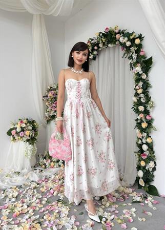 Askılı Tasarım Rose Uzun Elbise