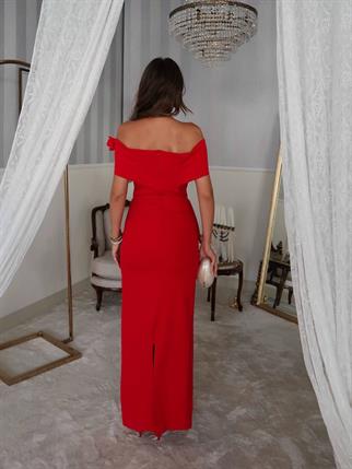 Rina Tasarım Çiçek Detay Uzun Elbise