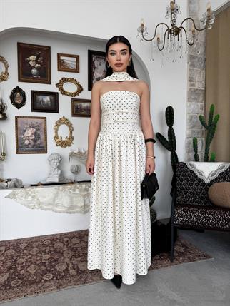 Penas Straplez Puantiyeli Elbise