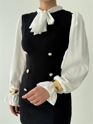 Fost Düğme Detaylı Mini Elbise 