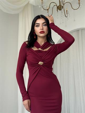 Dande Broş Detaylı Elbise