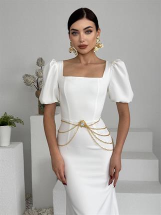 Balon Kol Uzun Maya Elbise