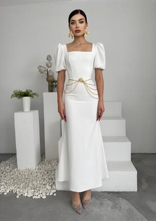 Balon Kol Uzun Maya Elbise