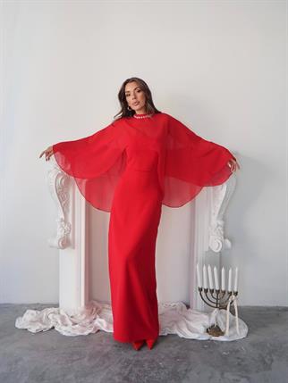 Alesta Tül Detaylı Tasarım Uzun Elbise