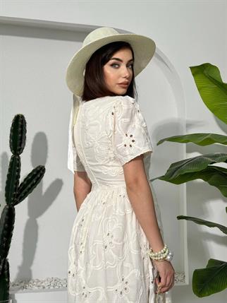 Banne Midi Elbise Dantel Detay