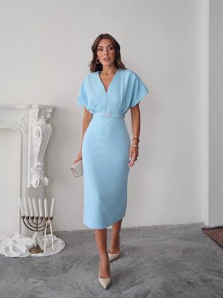 Klein Kemer Detaylı V Yaka Elbise