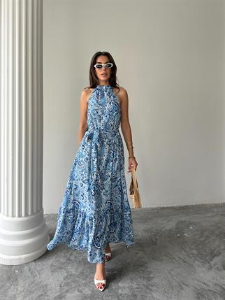 Nose Desenli Uzun Elbise