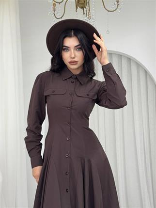 Feris Düğme Detaylı Elbise