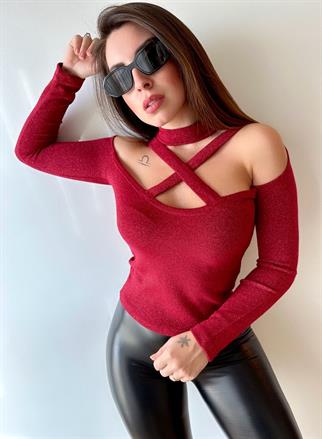 Bohem Simli Body - Kırmızı