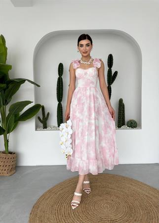 Bridley Rosa Uzun Şifon Elbise