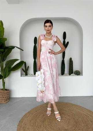 Bridley Rosa Uzun Şifon Elbise