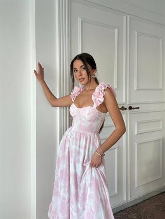 Bridney Kadın Pembe Uzun Elbise
