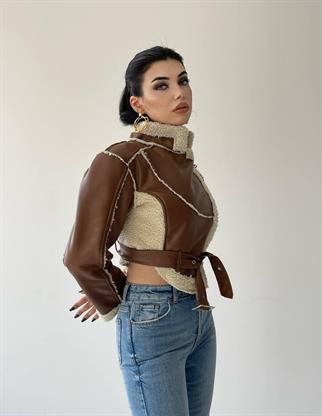 Britt Crop Ceket - Kahve