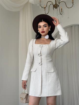 Sassa Düğme Detaylı Elbise