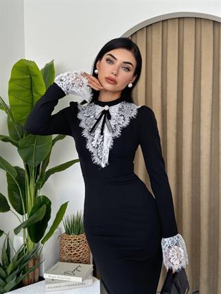Victoria Dantel Detay Midi Elbise