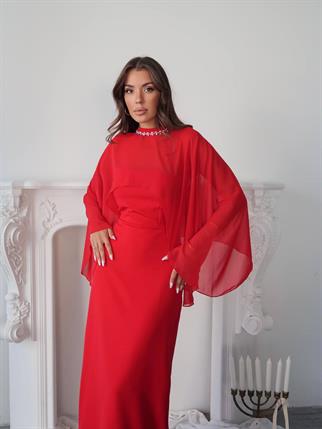 Alesta Tül Detaylı Tasarım Uzun Elbise