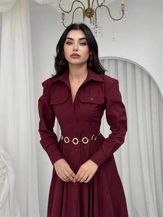 Feris Düğme Detaylı Elbise