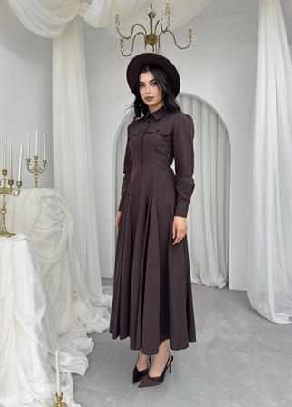 Feris Düğme Detaylı Elbise