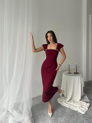 Elenor Uzun Atlas Elbise