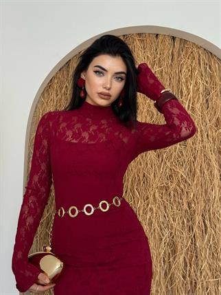 Beela Midi Dantel Tasarım Elbise