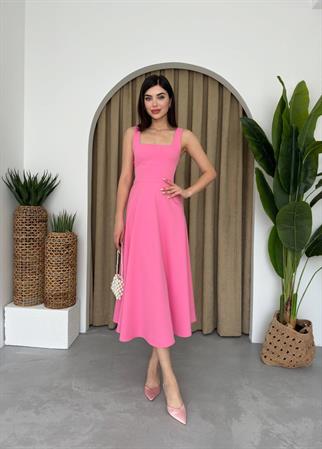 Calliope Kare Yaka Midi Boy Elbise