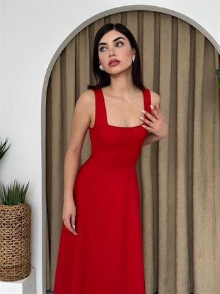 Calliope Kare Yaka Midi Boy Elbise