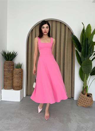 Calliope Kare Yaka Midi Boy Elbise