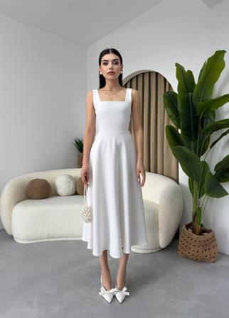 Calliope Kare Yaka Midi Boy Elbise