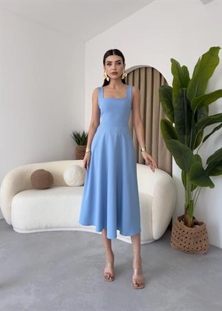 Calliope Kare Yaka Midi Boy Elbise