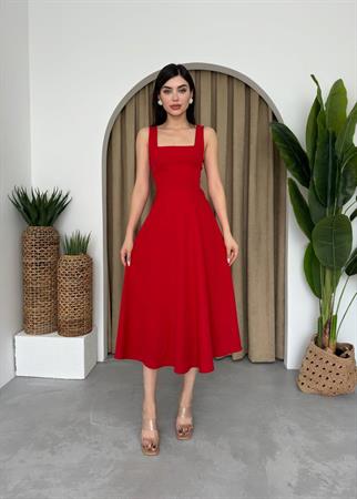 Calliope Kare Yaka Midi Boy Elbise