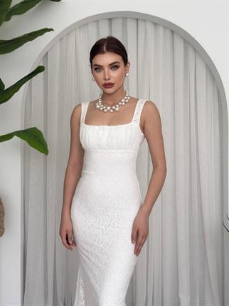 Calliope Kare Yaka Midi Boy Elbise